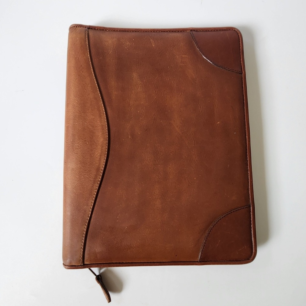 Scully Vintage Zip Around Italian Leather Padfolio Porfolio Brown Professional
